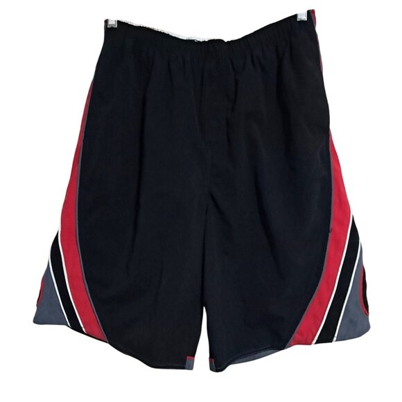 Vintage Y2K Quiksilver Board Shorts Black Red White Mesh Pockets Mens Size L Ear - Picture 1 of 11